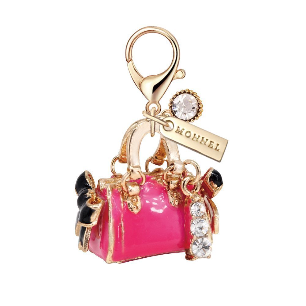 1626 MC40 Pink 3D Pink Handbag Lobster Clasp Charms Pendants with Pouch Bag